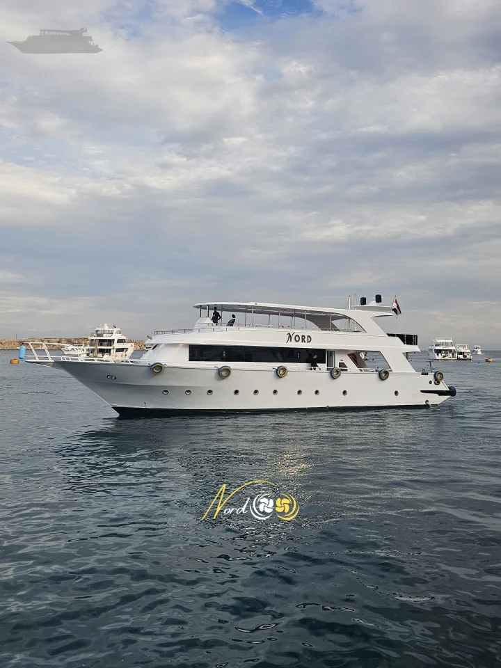 M/Y NORD at anchor, viewed from the side