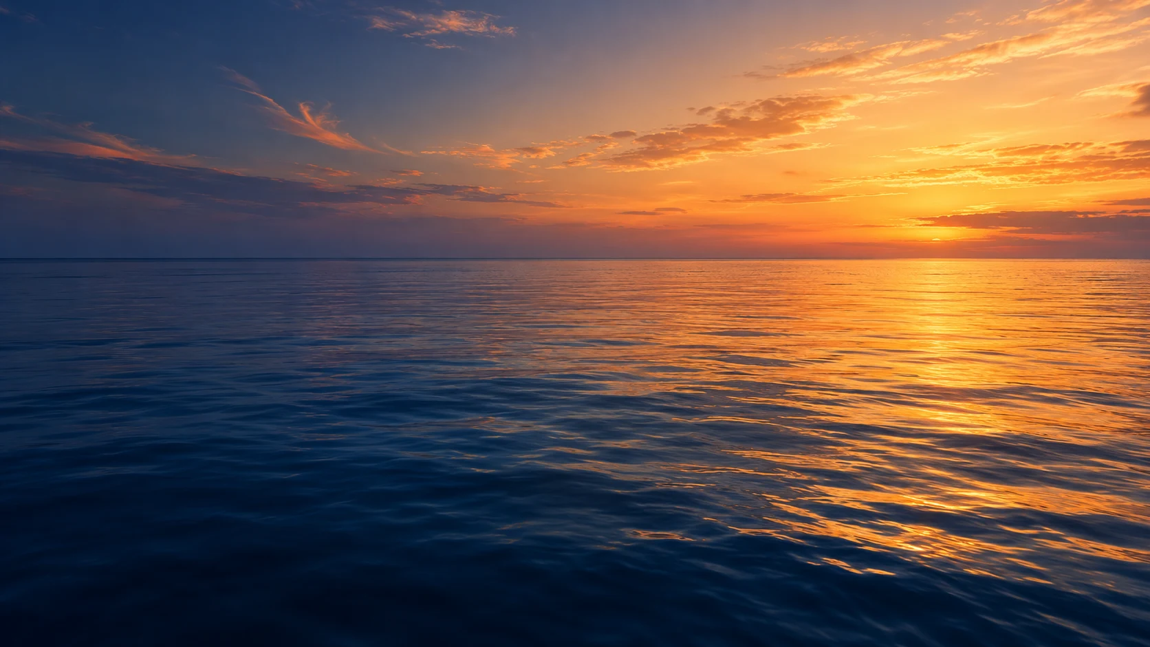 Open sea in golden-hour light